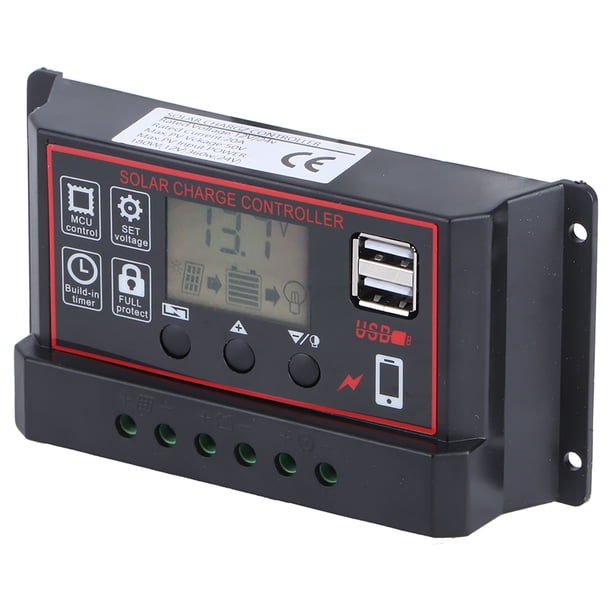 Régulateur De Charge Solaire 30A 12V/24V Intelligent Avec Écran LCD Et Port USB