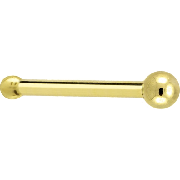 Solid 14k Yellow Gold 1.5mm Ball Nose Bone 20 Gauge 1/4"