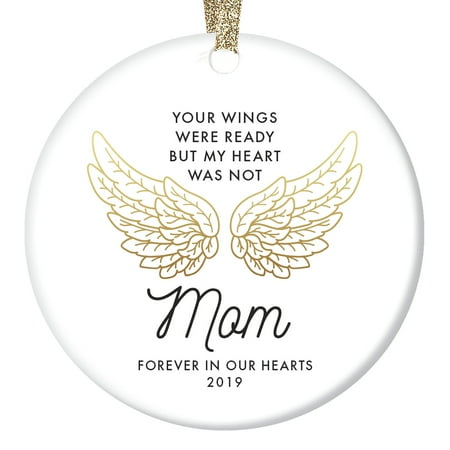 Christmas In Melbourne 2019 In Loving Memory of Mom Ornament 2019 Christmas Memorial Loss of Mother Anniversary Keepsake Family Friend Sympathy Gifts Funeral Service Condolence Gold Angel Wings 3