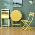 thumbnail image 5 of 3-Piece Folding Bistro Set, Outdoor Patio Furniture Round Table Sets, Weather Resistant Portable Bistro Table and Chairs Set of 2 for Indoor Outside Garden Backyard Balcony Porch Deck, Yellow, 5 of 9