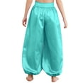 thumbnail image 2 of Yeahdor Girls Boys Arab Satin Wide-Leg Bloomers Harem Trousers Kids Belly Dance Pants Party Wear Light Blue 10, 2 of 7