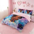 thumbnail image 2 of Erosebridal Cartoon Black Girls Queen Duvet Cover Set,Rainbow Galaxy Starry Night Bedding For Kids Teens,Reversible Pink,3pcs(No Comforter), 2 of 6