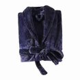 thumbnail image 3 of Unisex Winter Bathrobe Thick Warm Great Water Absorbent Solid Color Lace Up Long Sleeve Cardigan Lapel Pockets Knee Length Nightgown, 3 of 5