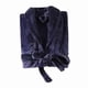 thumbnail image 3 of Unisex Winter Bathrobe Thick Warm Great Water Absorbent Solid Color Lace Up Long Sleeve Cardigan Lapel Pockets Knee Length Nightgown, 3 of 4