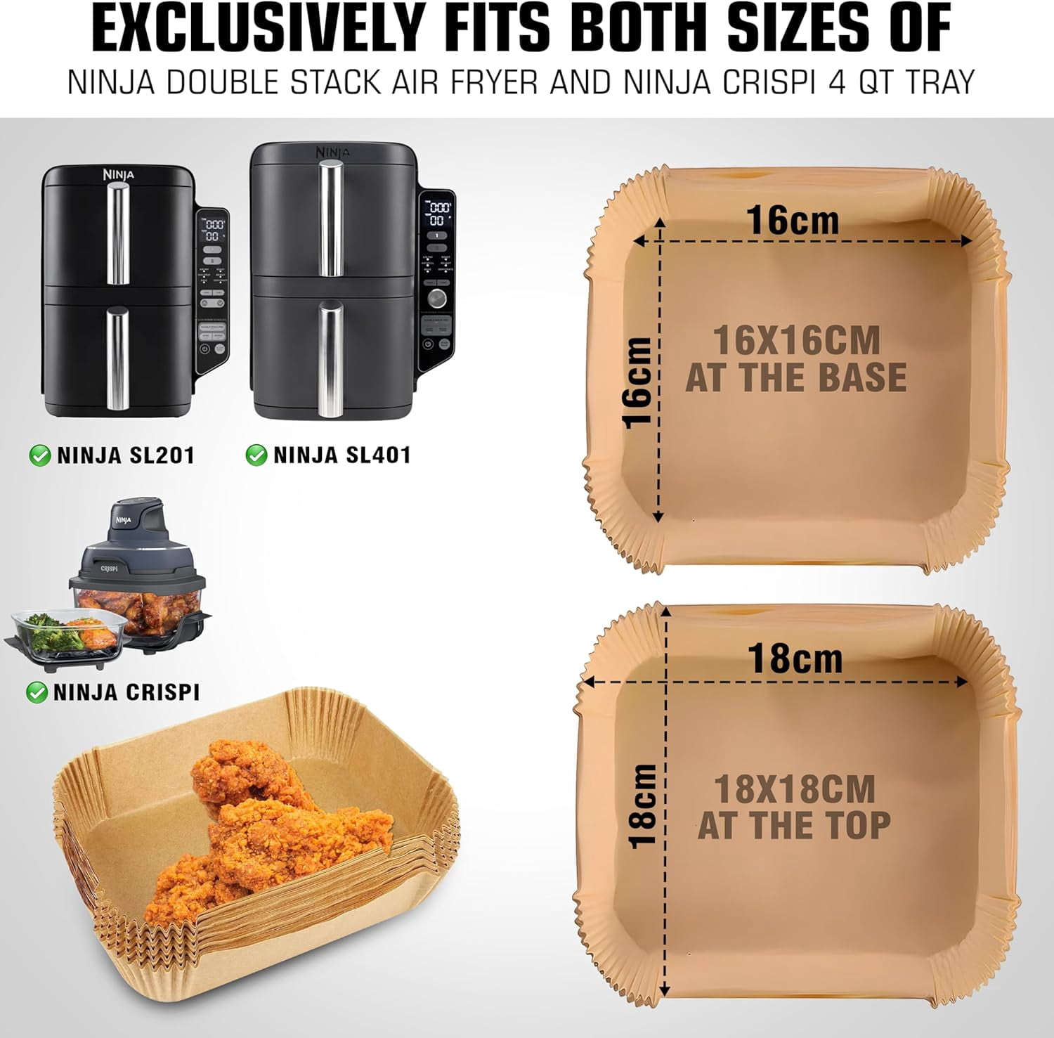 Air Fryer Liners for Ninja DoubleStack SL401 8-10QT: 150pcs Disposable Paper Liners, Compatible with Ninja SL401 and SL201 Double Stack by
