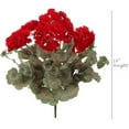 thumbnail image 6 of Two Red Artificial Geranium Flower Bush | UV Resistant Decorative Silk Artificial - Perfect for Outdoors or Indoor Décor | 18-Inch Tall, 6 of 7