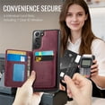 thumbnail image 6 of Case For Samsung Galaxy S22+ 5G RFID Blocking Compatible With MagSafe Detachable 2 In 1 Wallet With Card Holder,PU Leather Case,  Holder Kickstand Magnetic Protective Women Men Cover,Wine red, 6 of 11