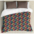 thumbnail image 1 of Abstract Duvet Cover Set Queen Size, Vibrant Color Jumbling Uneven Design Pieces as Doodled Circles Spots and Curls, Decorative 3 Piece Bedding Set with 2 Pillow Shams, Multicolor, by Ambesonne, 1 of 3