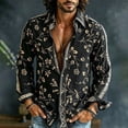thumbnail image 2 of Men's Long Sleeve Button Down Shirt Casual Floral Pattern Vintage Shirt Bohemian Holiday Vacation Top Shirt, 2 of 5