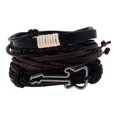 thumbnail image 1 of 3 piezas Hombres Mujeres Delicada Cadena De Eslabones Pulsera Tejida De Guitarra Pulsera De Cuero Aleación Mujeres Conjunto Vintage Simple Pulseras De Cuero Charm, 1 of 5