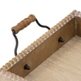 thumbnail image 3 of A&B Home Decorative Serving Tray Set of 2 with Handles Boho Chic Style Beaded Edge Detailed Etching Fir Wood Metal Centerpiece Table Décor L: 19.3x10x3.3, S: 15.9x8.7x3.1 Inch, 3 of 10