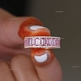 thumbnail image 4 of Pink Sapphire Full Eternity Band, Octagon Sapphire & Diamond Triple Layer Eternity Ring, 925 Sterling Silver Thick Band, Wedding Band, 4 of 5