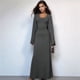 thumbnail image 4 of Vestido de Punto Acanalado para Mujer, Acampanada, Ajustado, Holgado e Informal. Gris Oscuro L, 4 of 8