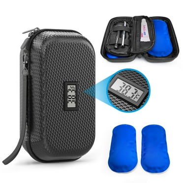 Insulin Cooler Travel Case TSA Approved, Refrigerated Medicine Travel Case with Temperature Display, Diabetes Travel Case with Wrist Strap & 2 Reusable Ice Packs, Gift For Daily and Trip