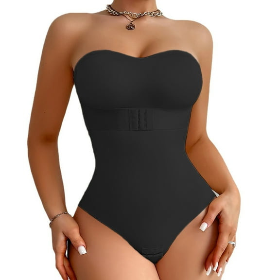 lixuesong Women's Shapewear Bodysuits Waist Strapless Leotard Builts in Bra Push Up Tube Tops Seamless Thong Body Shaper