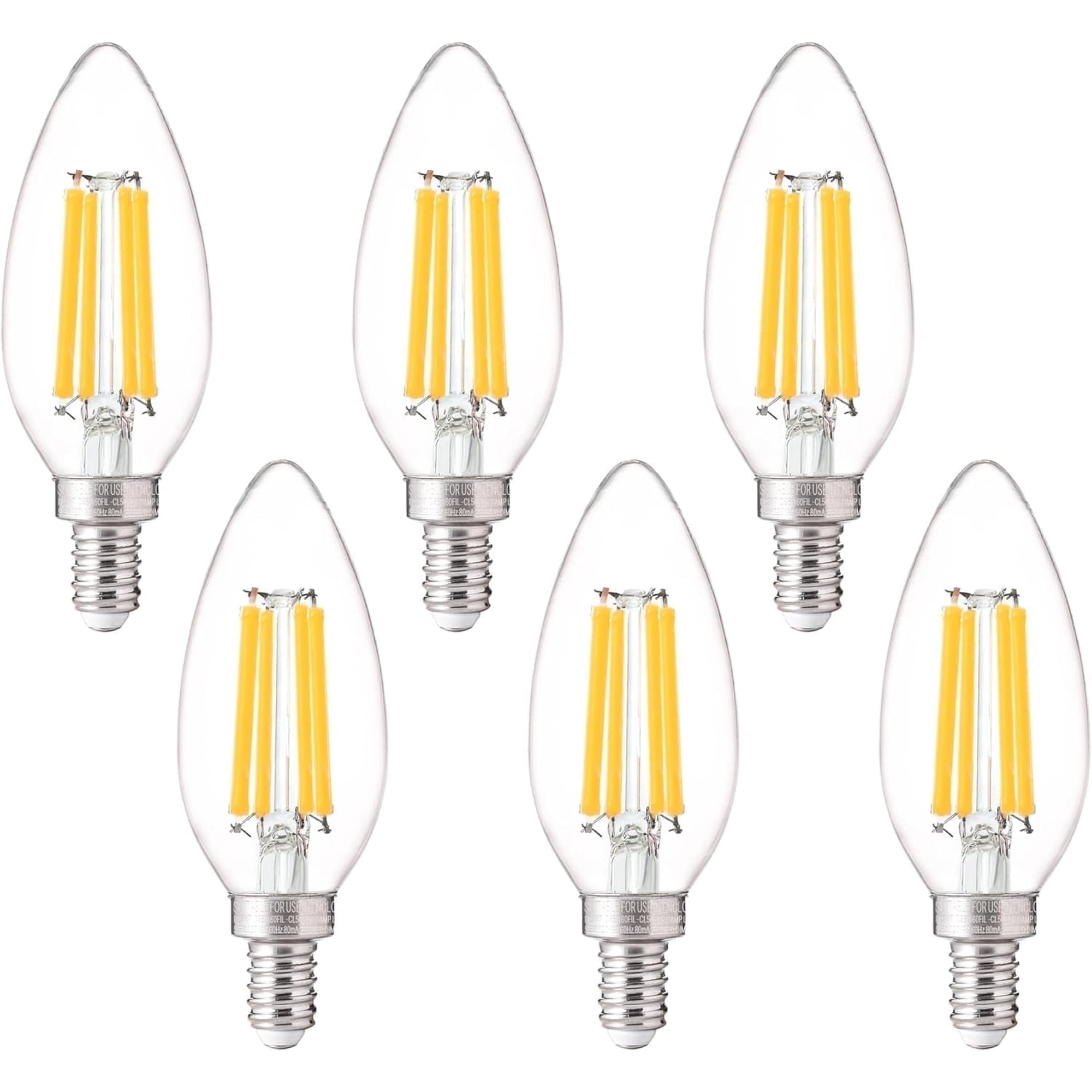 100W Equivalent Dimmable B11 LED Candelabra Bulbs, 5000K Daylight, E12 Base, 800 Lumens, 6 Pack ﻿