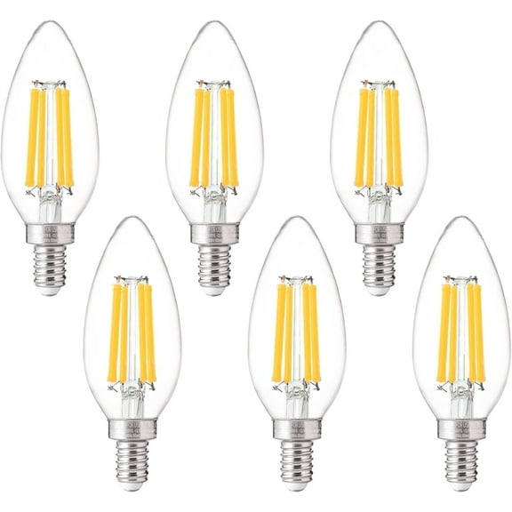 100W Equivalent Dimmable B11 LED Candelabra Bulbs, 5000K Daylight, E12 Base, 800 Lumens, 6 Pack 