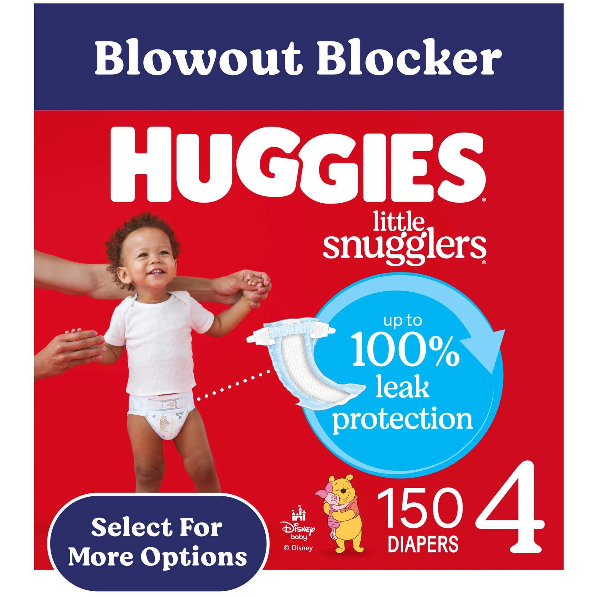 Huggies Little Snugglers Fragrance Free Baby Diapers, Size 4 (22-37 lbs), 150 Count (6 Packs of 25) (Select for More)