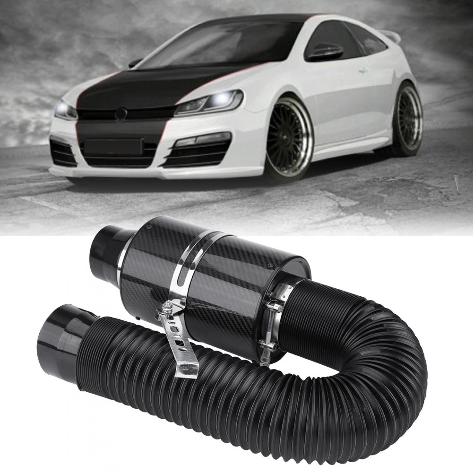 Haofy 76mm 3 Universal Carbon Fiber Induction Filter Box Cold Air Intake System W/ Intake Hose