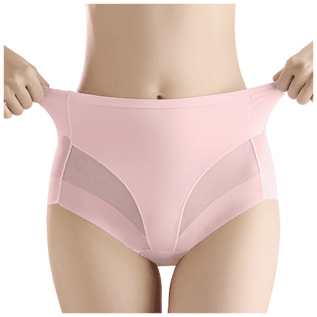 Fulorrnie Underwear for Women Tummy Control High Waist Breathable Comfort Panty Sport Briefs Panties Pink L