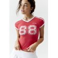 thumbnail image 5 of Camiseta retro de camuflaje ajustado para niñas Y2K, camiseta de manga corta con cuello redondo y contraste de color, top de calle de manga corta con estampado de mono y caballo, 5 of 5