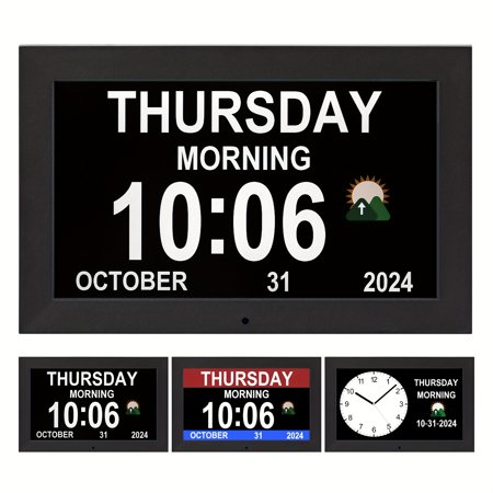 [7" Senior Digital Clock] Large Font Digital Alarm Clock for Seniors | 7 Inch Day and Date Display with Alarms & Medicine Reminders | 3 Display Modes for Elderly, Alzheimer's & Dementia