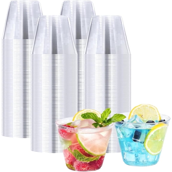 BYSNOW 9 oz Clear Plastic Cups, Disposable Party Cups, 100 Pack