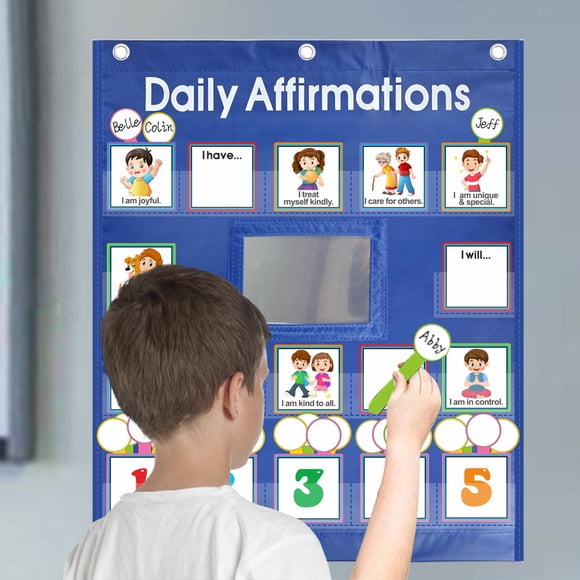 Tabla de Afirmación positiva BLESIY para niños con 79 tarjetas educativas