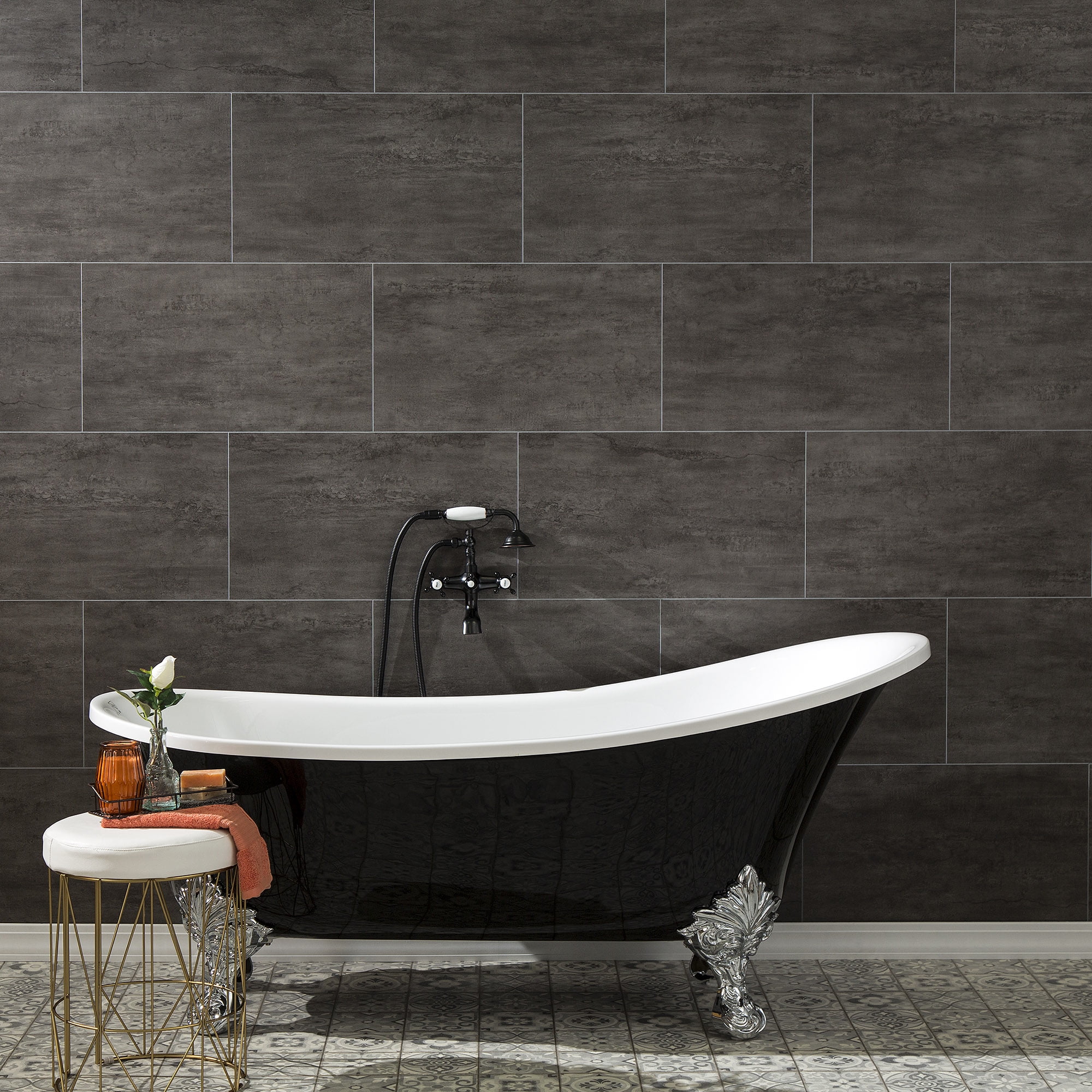 Palisade 25.6in x 14.8in Vinyl Wall Tile in Ashen Slate