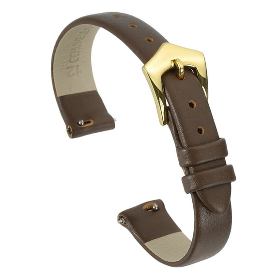 Uxcell 12mm Brown Genuine Leather Watch Bands with Gold Buckle for Women