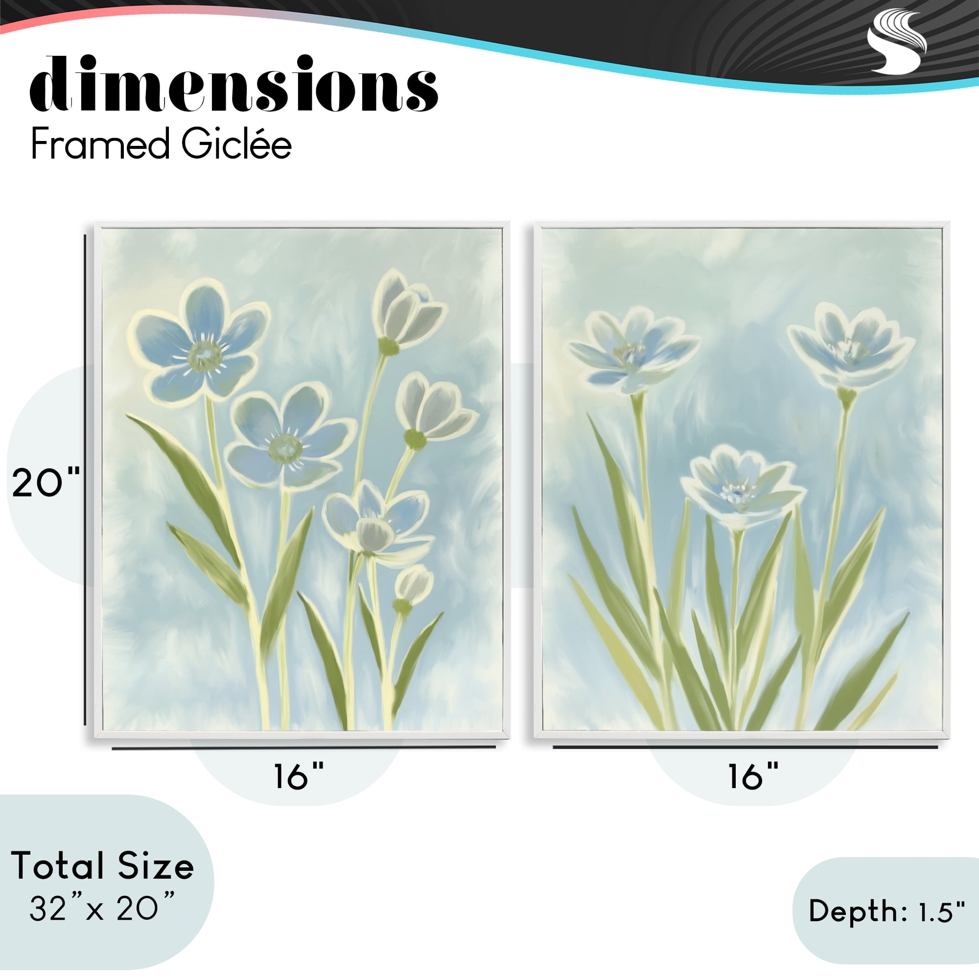 Stupell Industries Contoured Blue Petals 2 Piece White Framed Giclee Art Set, design by Kim Allen