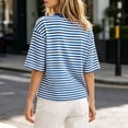 thumbnail image 6 of yillto Womens Striped Tee Oversized Baggy Short Sleeve Tops Casual Crewneck Loose Summer Tshirts, 6 of 7