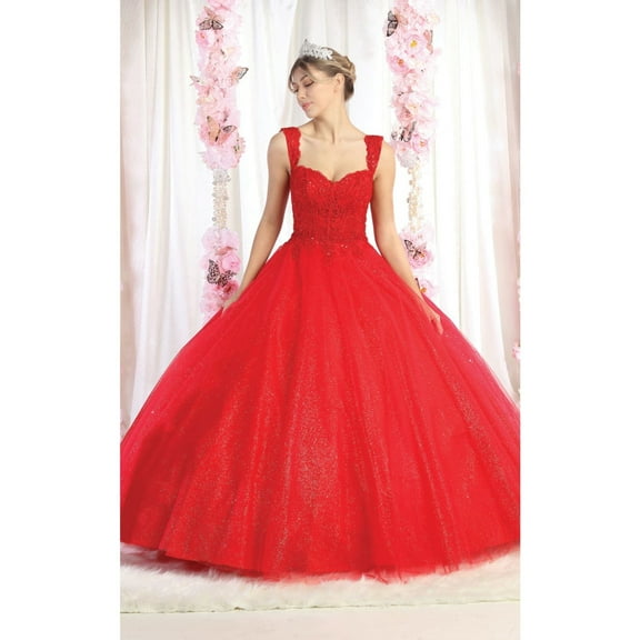 Layla K LK194 Juniors Womens Sparkling Sleeveless Embroidered Quince Ball Gown
