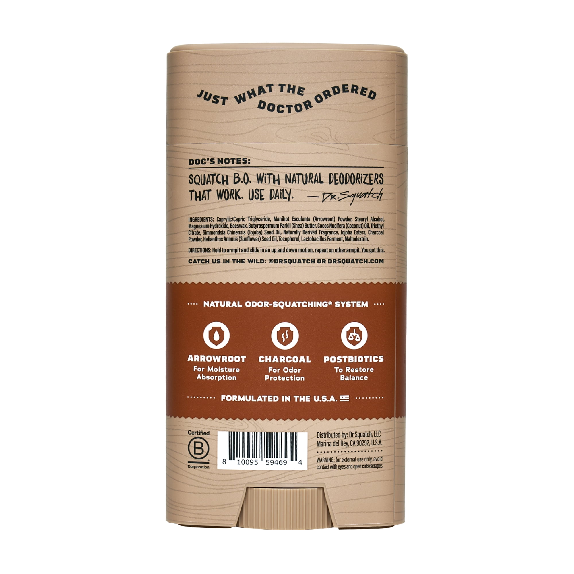 (2 pack) Dr. Squatch Mens Aluminum Free Deodorant, Natural Deodorant for Men, Wood Barrel Bourbon, 2.65 Oz
