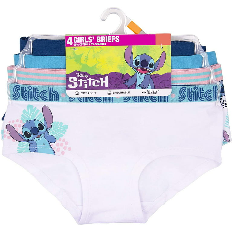 Disney Stitch Girls Stretch Hipster Briefs Underwear, 4-Pack Sizes