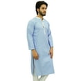 thumbnail image 3 of Atasi Men's Classic Blue Kurta Long Cotton Shirt Ethnic Casual Wear-Small, 3 of 7