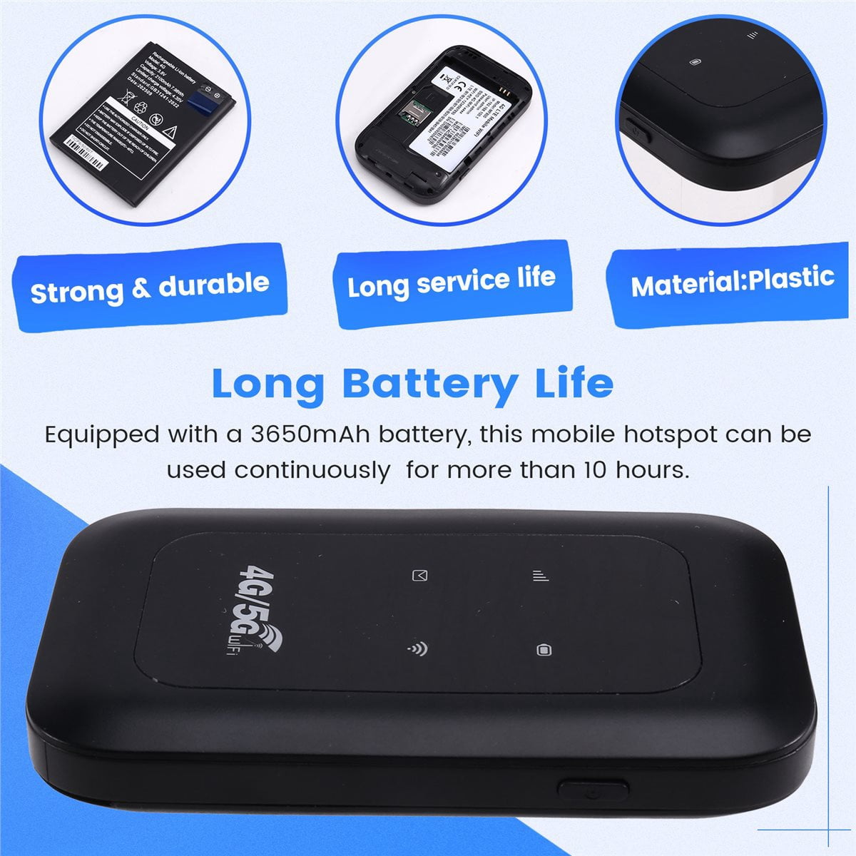 Stable- 4G 5G WiFi Mobile Hotspot 300Mbps Portable WIFI Router Supports 10 Connected Devices for Smartphones Tablets