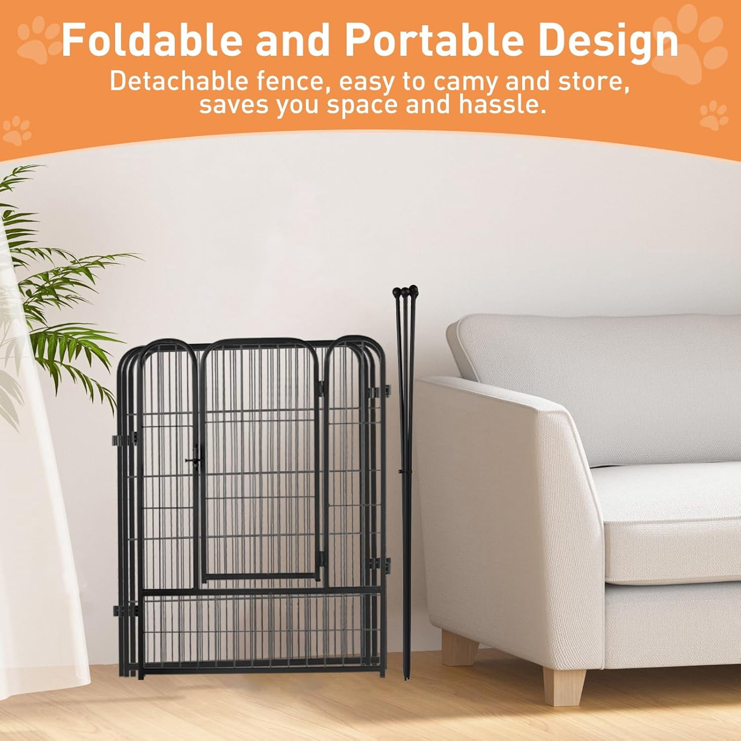 Dog Playpen 32 Inch Black Dog Fence for Small and Medium Dogs Indoor Outdoor Use Perfect Dog Pen for Camping Yard RV Garden Fence 12 Panels
