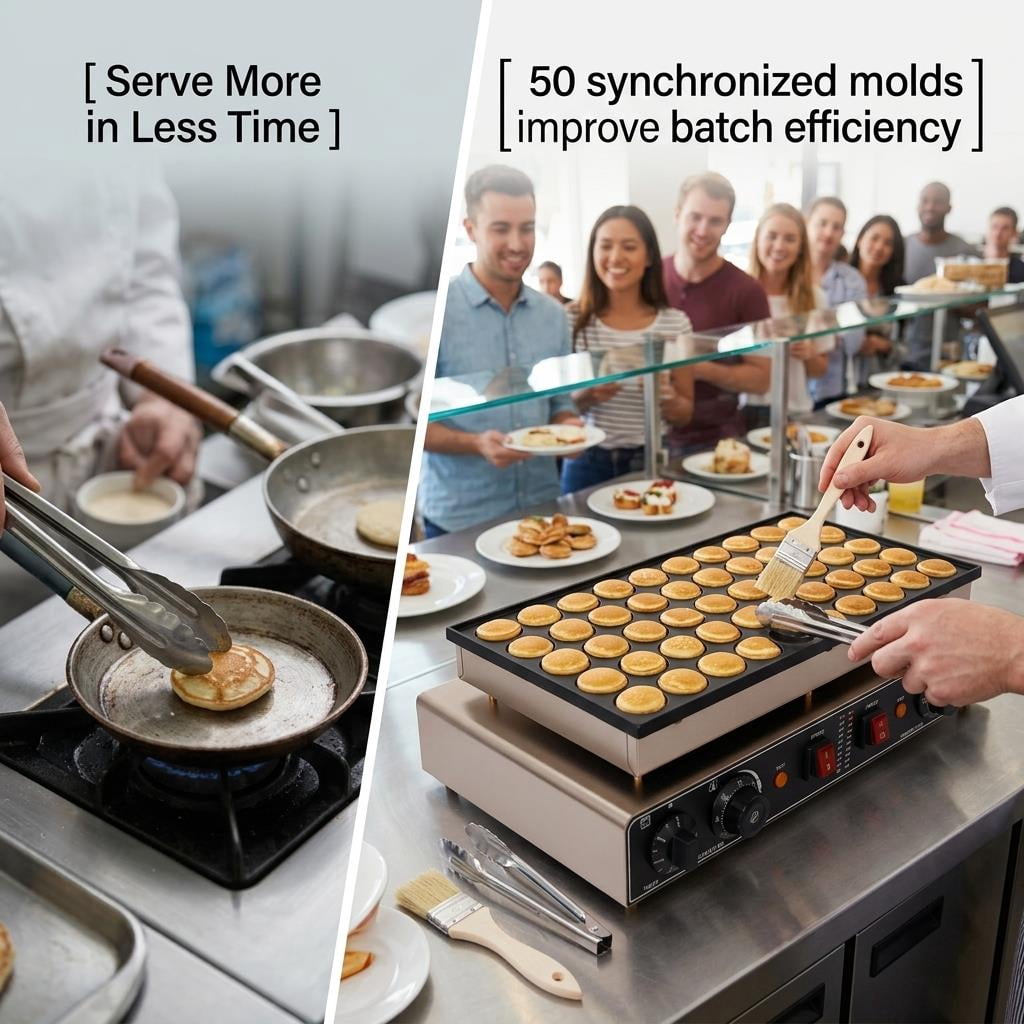 Tanfengu 50PCS Nonstick Electric Baker, 1800W Mini Waffle Maker with Dual Control System for Camping & Home Parties