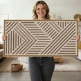 thumbnail image 6 of Large Boho Wood Framed Wall Art 3D Abstract Neutral Modern Wooden Wall Decor Tan Minimalist Geometric Artwork for Living Room Bedroom Office 20x40 Inch, 6 of 9