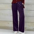 thumbnail image 2 of LRen Women's Velvet Pants High Waist Elegant Trousers with Pockets Work Business Ankle Pants ,Purple,XXL, 2 of 7