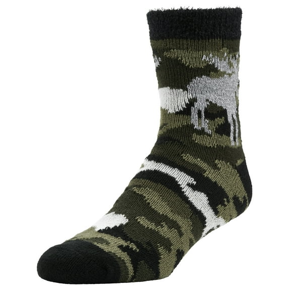 Airplus Double Layer Aloe  Crew Socks,  Green Camo Moose, Men's 8-12.5, 1 Pair