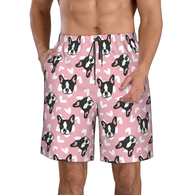 Fotbe French Bulldog Trajes de Baño Estampados para Hombre, Shorts de Verano de Secado Rápido, Ropa de Playa, Bañadores-X-Large