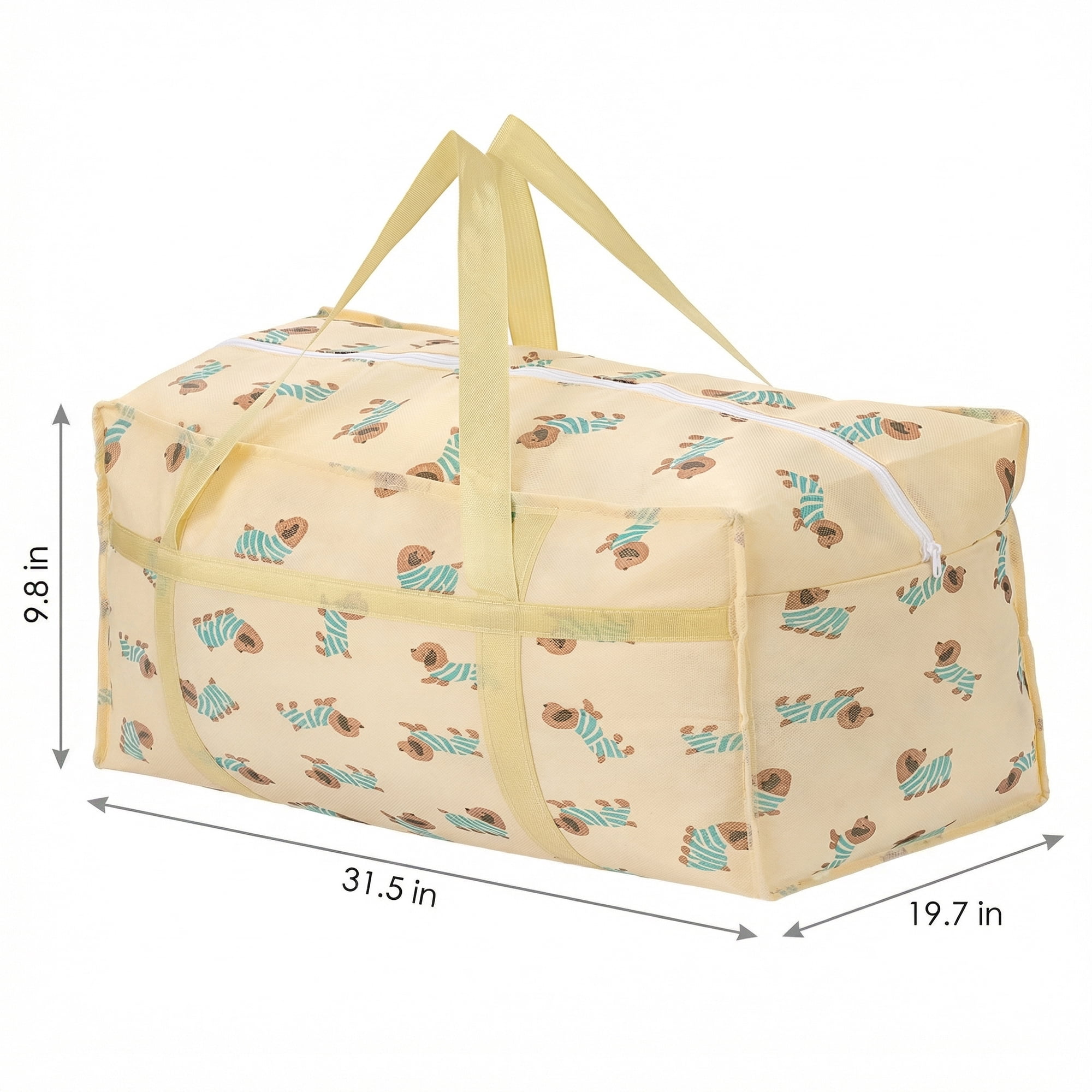 Unique Bargains Floral Clothes Storage Bags for Organizing Clothing Beige 31.5"x19.7"x9.8"