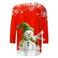 thumbnail image 4 of ZRGHAOYLQ 3/4 Sleeve Christmas Shirts Women White Christmas Snowman Print Shirts 2025 Crewneck Christmas Pullover Sweatshirt Long Sleeve Loose Shirts Tops for Christmas Gifts, 4 of 5