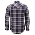 thumbnail image 2 of Men’s Western Pearl Snap Button Down Casual Long Sleeve Plaid Cowboy Shirt (#14 Purple/Grey, S), 2 of 3