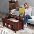 thumbnail image 4 of Costway Table Basse Relevable avec Compartiment Caché et Étagères de Rangement Marron, 4 of 10