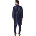 thumbnail image 4 of SKAVIJ Mens Art Silk Embroidered Kurta Pyjama Set Traditional Wear Blue L, 4 of 6