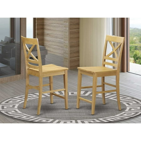 QUS-OAK-W Quincy Counter Height Stools With X-Back in Oak Finish - Set of 2