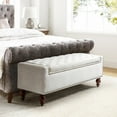 thumbnail image 2 of 51" Tufted Button Storage Bench Solid Wood Legs Upholstered Rivets Bedroom End of Bed Entryway Living Room, Ivory, 2 of 8